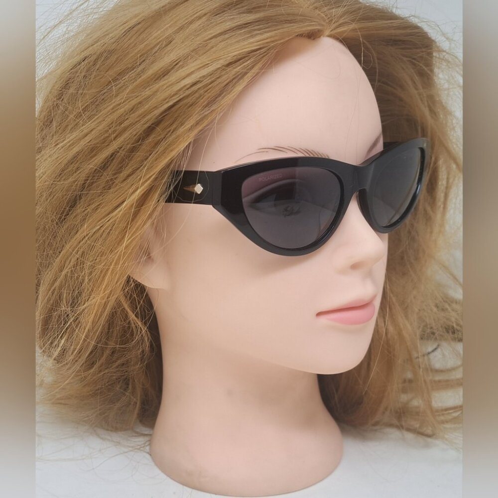 rag & bone Sunglasses Black Smoke Gray Cat-Eye Polarized RNB1062/S 54-20-140 - Picture 8 of 16